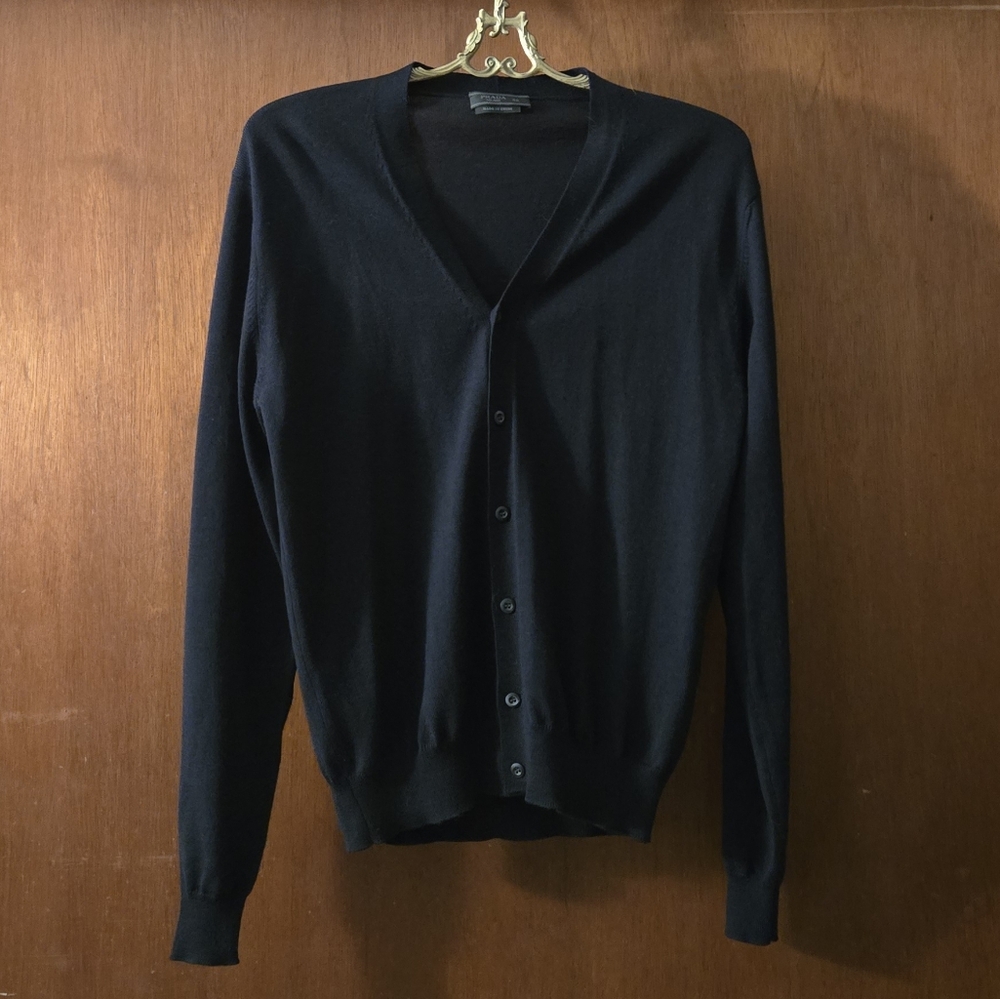 Prada navy wool cardigan sweater